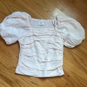 Abercrombie Kids Pink Puff Sleeve Blouse and skirt set .